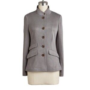 Sundance Knit Gray Park Blazer Jacket Pockets Acrylic Wool Blend Size Medium